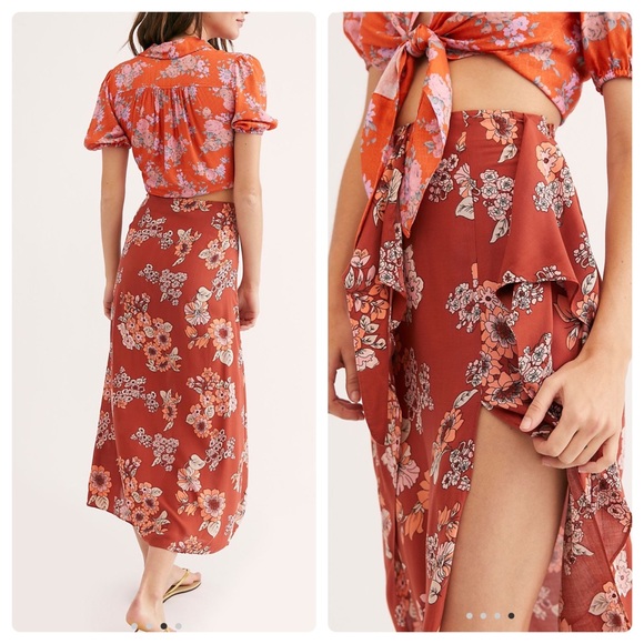 Free People Sunray Sarong Skirt in Pink Combo - Picture 2 of 5